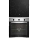 Pack Horno + Placa - Beko BBSE12122XD, Horno Convencional, 72 l, Placa Vitrocerámica, 3 zonas, Negro + Inox