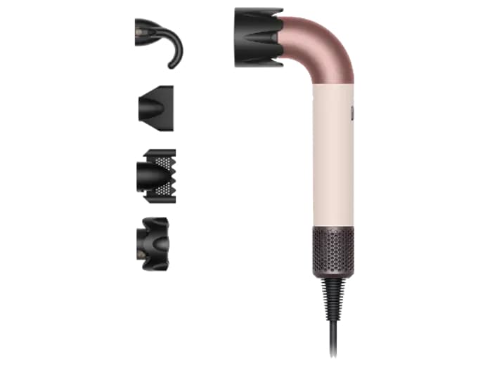 Secador Dyson Supersonic r HD17 (Motor Hyperdymium, 5 boquillas RFID, control térmico inteligente, Ceramic Pink / Rose Gold, en MediaMarkt)