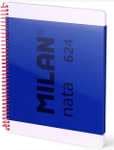 MILAN Cuaderno A4 con espiral y tapa dura, papel blanco, 80 hojas MILAN nata, azul