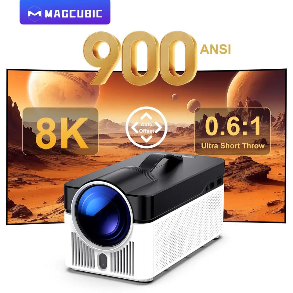 Proyector Magcubic HY450: resolución Full HD nativa de 1080p, 900 lúmenes ANSI, relación de proyección de 0,6:1