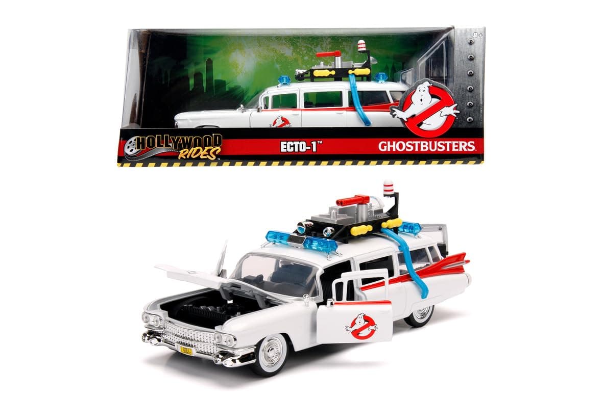 Jada Toys Cazafantasmas ECTO-1 metálico Escala 1:24,Puertas,capó,Maletero abatible, Interior detallado, Acabados realistas[Reaco-Como Nuevo]