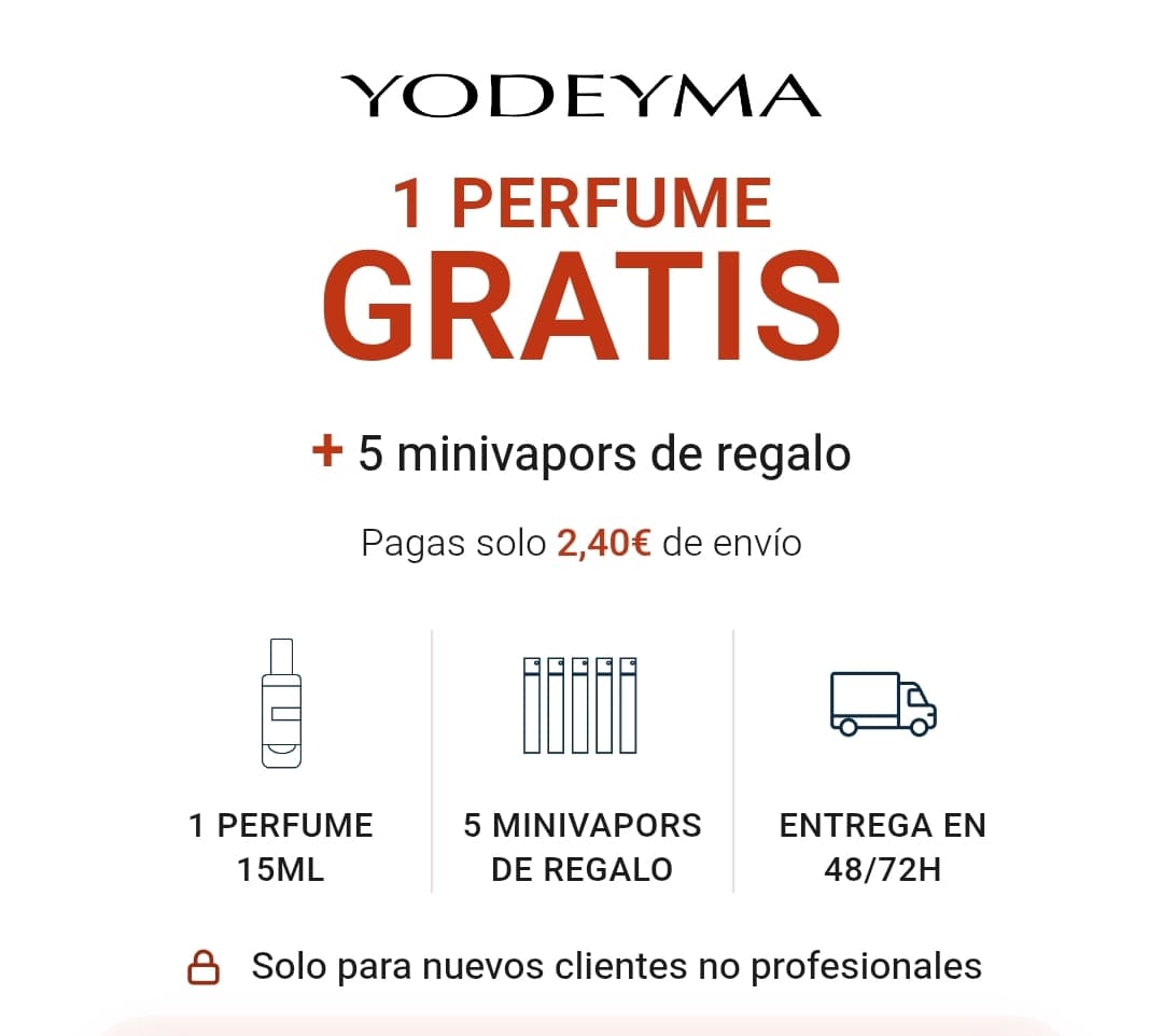 Yodeyma | Set de perfumes de equivalencia por 2,40€ (envío incluido) | Incluye frasco de 15 ml + 5 muestras