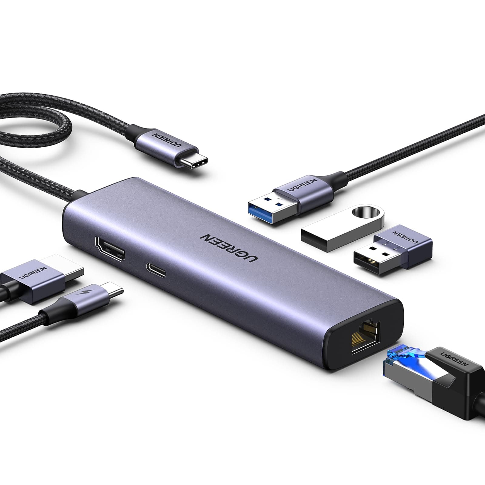 UGREEN Revodok 1061 Hub USB-C 6 en 1 (Ethernet Gigabit RJ45, HDMI 4K, PD 100W, 3x USB 5Gbps, MacBook, iPad, iPhone 18 Pro, en Amazon)