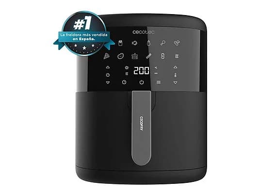 Freidora de aire - Cecotec Cecofry Bombastik 6000, 1700 W, 6 L, 80-200 ºC, 12 modos, Temporizador, Negro
