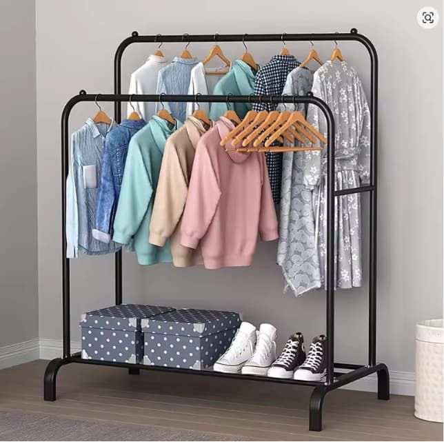 Perchero Burro Doble Rail Estante Ropa Zapatos Cajas