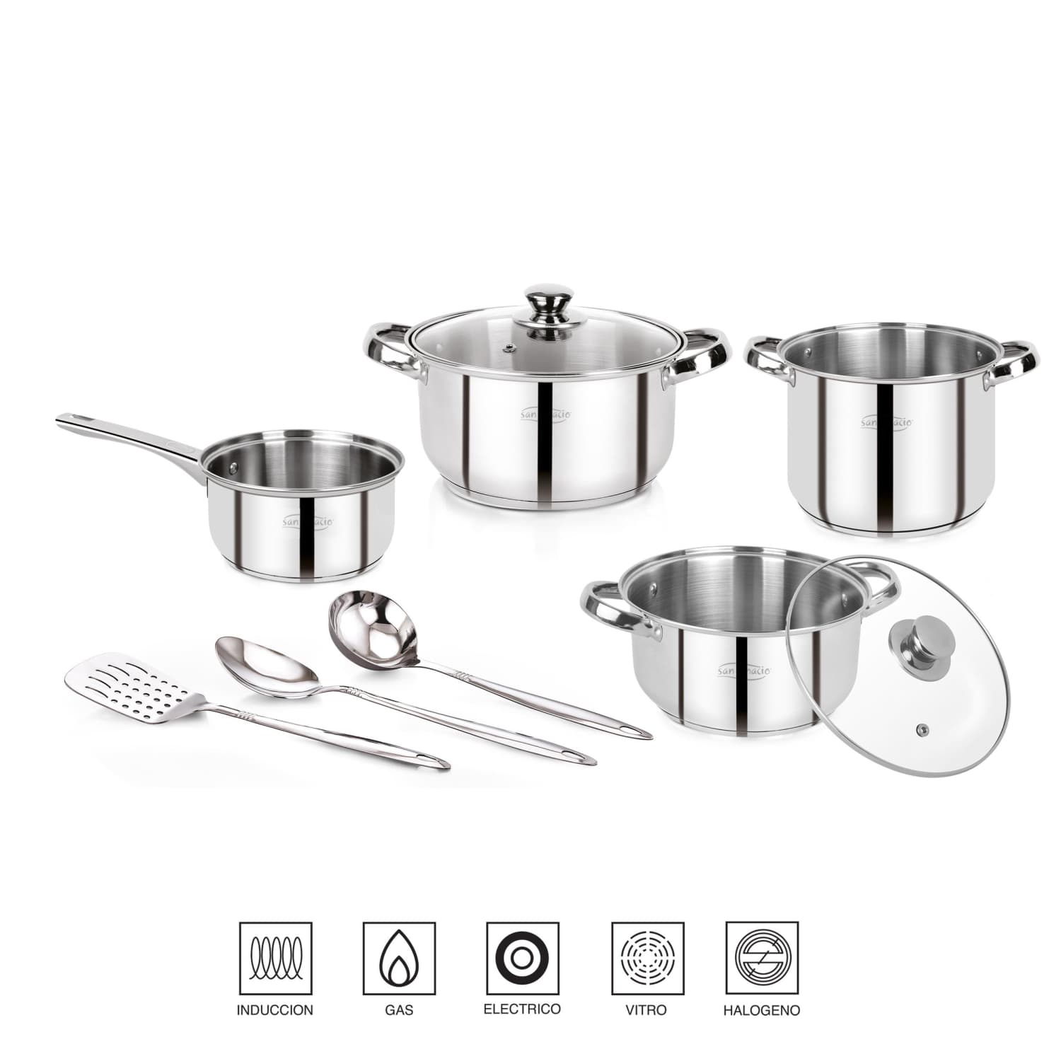 Batería de Cocina Acero Inoxidable SAN IGNACIO Lexia 9 Piezas