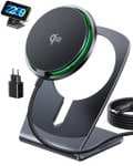 INIU Cargador Inalámbrico iPhone, 15W Certificado Qi2 Base Carga Rápida Magnética y Soporte Móvil, Mag-Safe Wireless Charger
