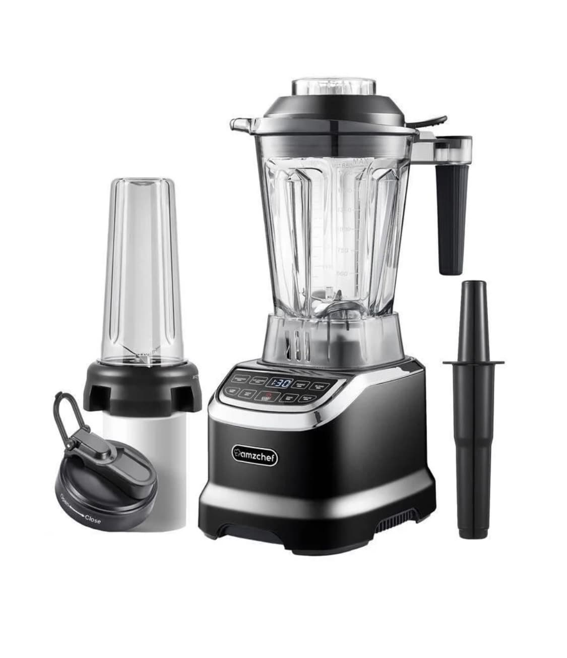 Batidora AMZCHEF 1800W, vaso 1.85L, 6 cuchillas y 9 velocidades