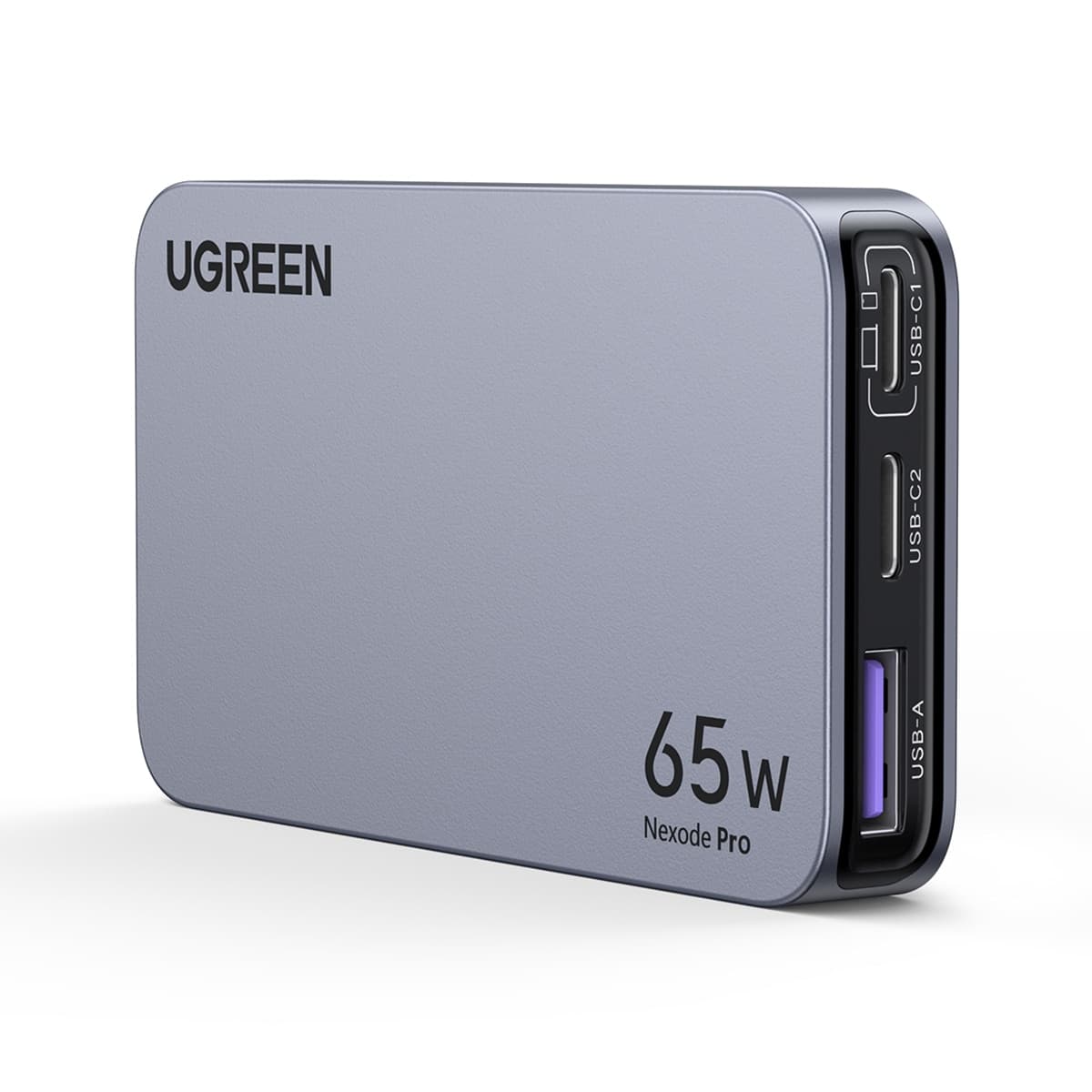 Cargador de viaje slim USB-C UGREEN Nexode Pro 65W, GaN, 3 puertos Gris