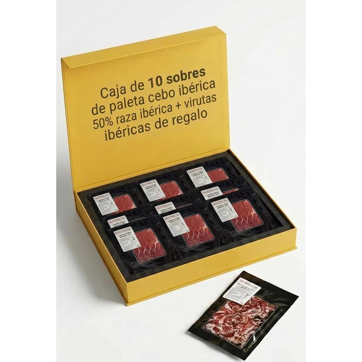 Paleta Cebo IBERICA 50% 10 Sobres 100G + Virutas IBERICAS 200G - IBÉRICOS FASUTINO GIL