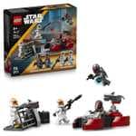 LEGO Star Wars 75449 - Pack de Combate: Asedio de Mandalore - 2 Minifiguras de Mandalorianos y 2 Soldados Clon, Moto Speeder y Blásters