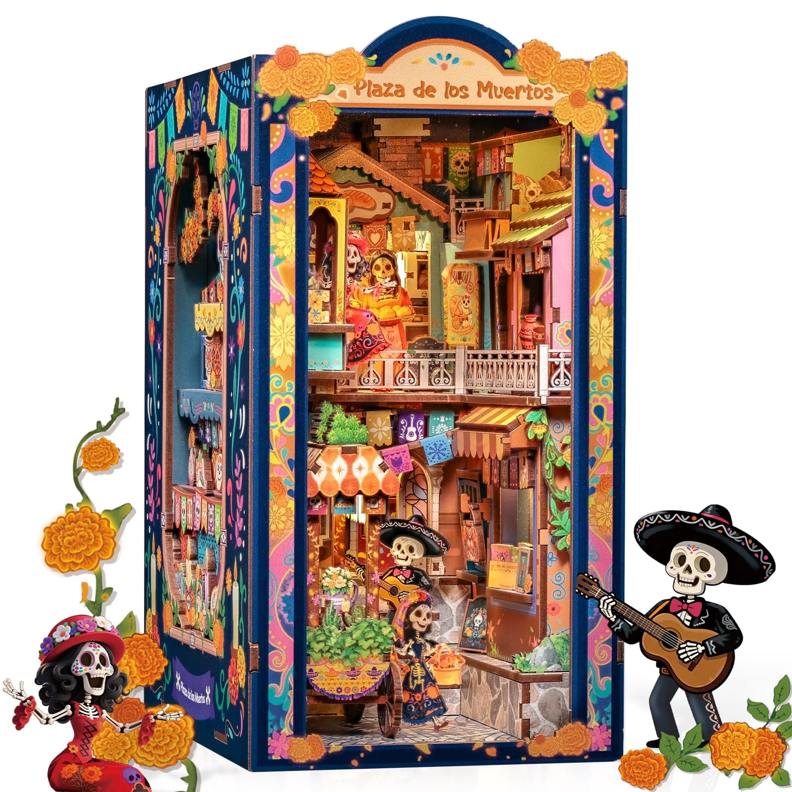 Maqueta en Miniatura para Montar, Rompecabezas 3D de Madera del Día de Muertos, Decoración para Estantería