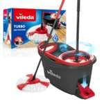 Vileda Turbo - Set de fregado con Cubo con Pedal - Palo telescópico 85-123 cm - Sistema de fregado de Suelos con escrruido Giratorio