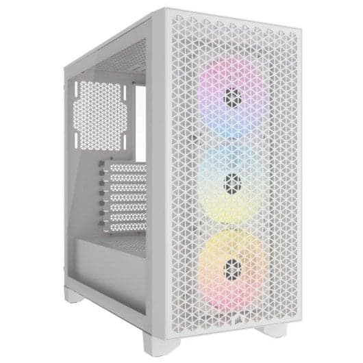 Torre Gaming Corsair 3000D RGB AIRFLOW Cristal Templado (Frontal de Malla | 3 Ventiladores ARGB AR120 | Blanca)