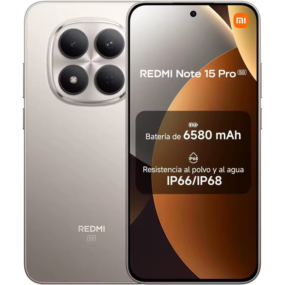 XIAOMI REDMI Note 15 Pro 5G 8GB+256GB - Pantalla de 6,83" 1.5K AMOLED, MediaTek Dimensity 7400-Ultra, cámara de 200MP, batería de 6580 mAh