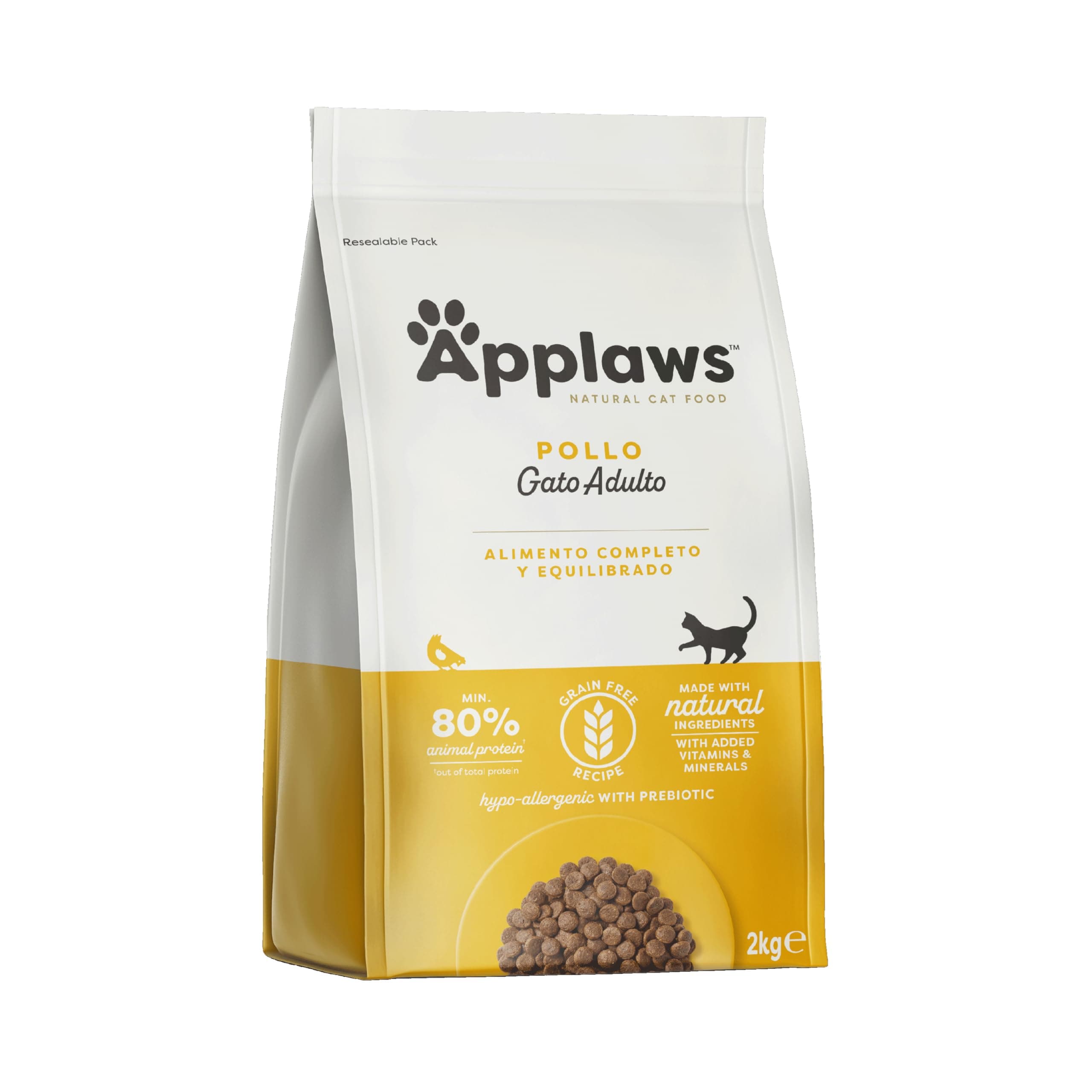 Applaws Alimento Seco Natural sin Granos para Gatos Adultos, Sabor a Pollo - Bolsa Resellable de 2 kg
