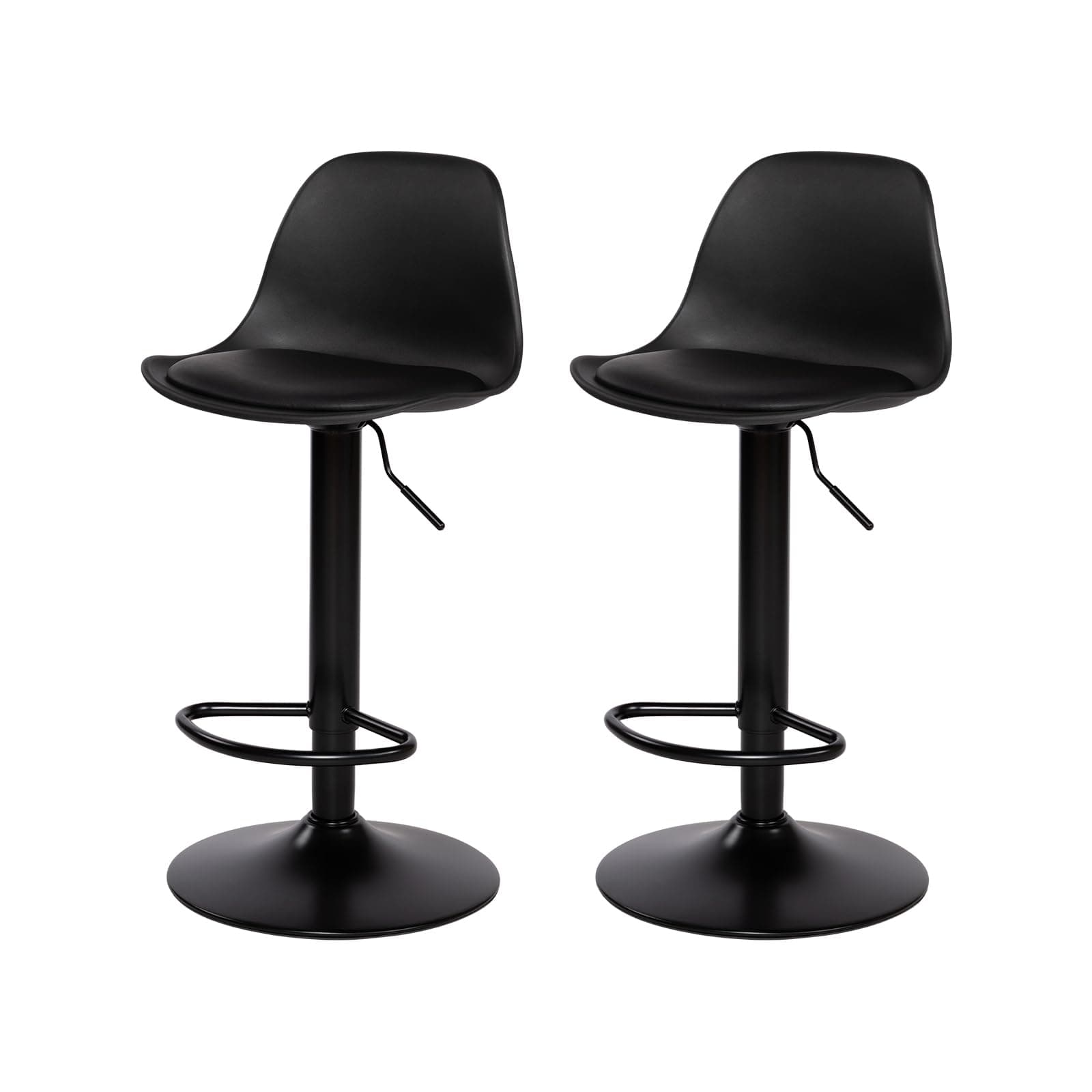 Taburetes Altos de Cocina, Taburete Alto Regulable Altura con Respaldo Reposapiés y Acolchado, Juego de 2