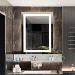 Espejo baño led 60x80cm Rectangular,Espejo Inteligente,Espejo baño antivaho, Botones Táctiles,Regulable,3 Temperaturas de Color,Vidrio
