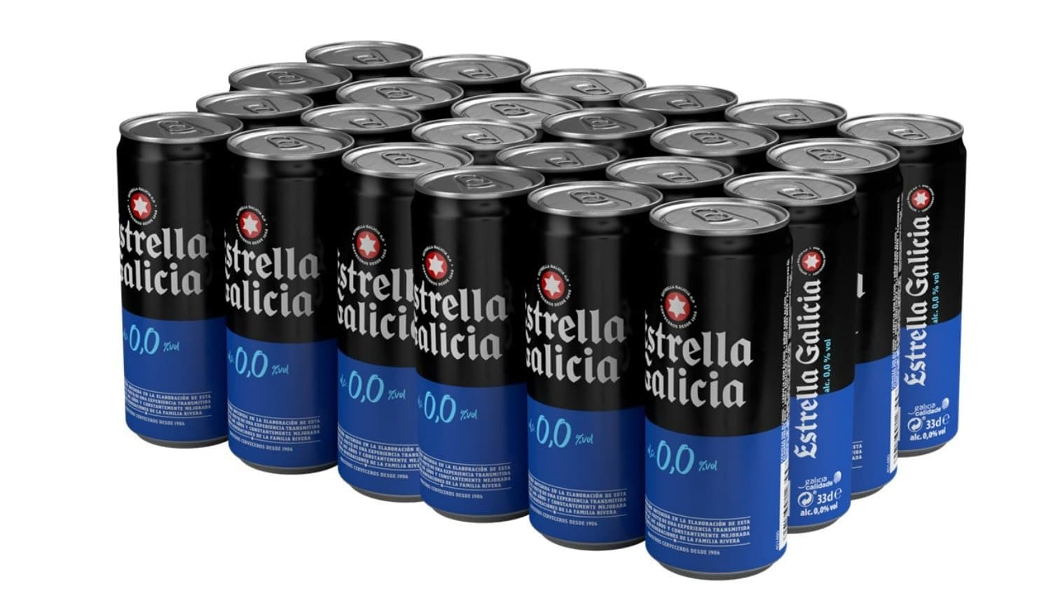 Estrella Galicia 0,0 - Cerveza Lager Sin Alcohol, 24 Latas x 33 cl