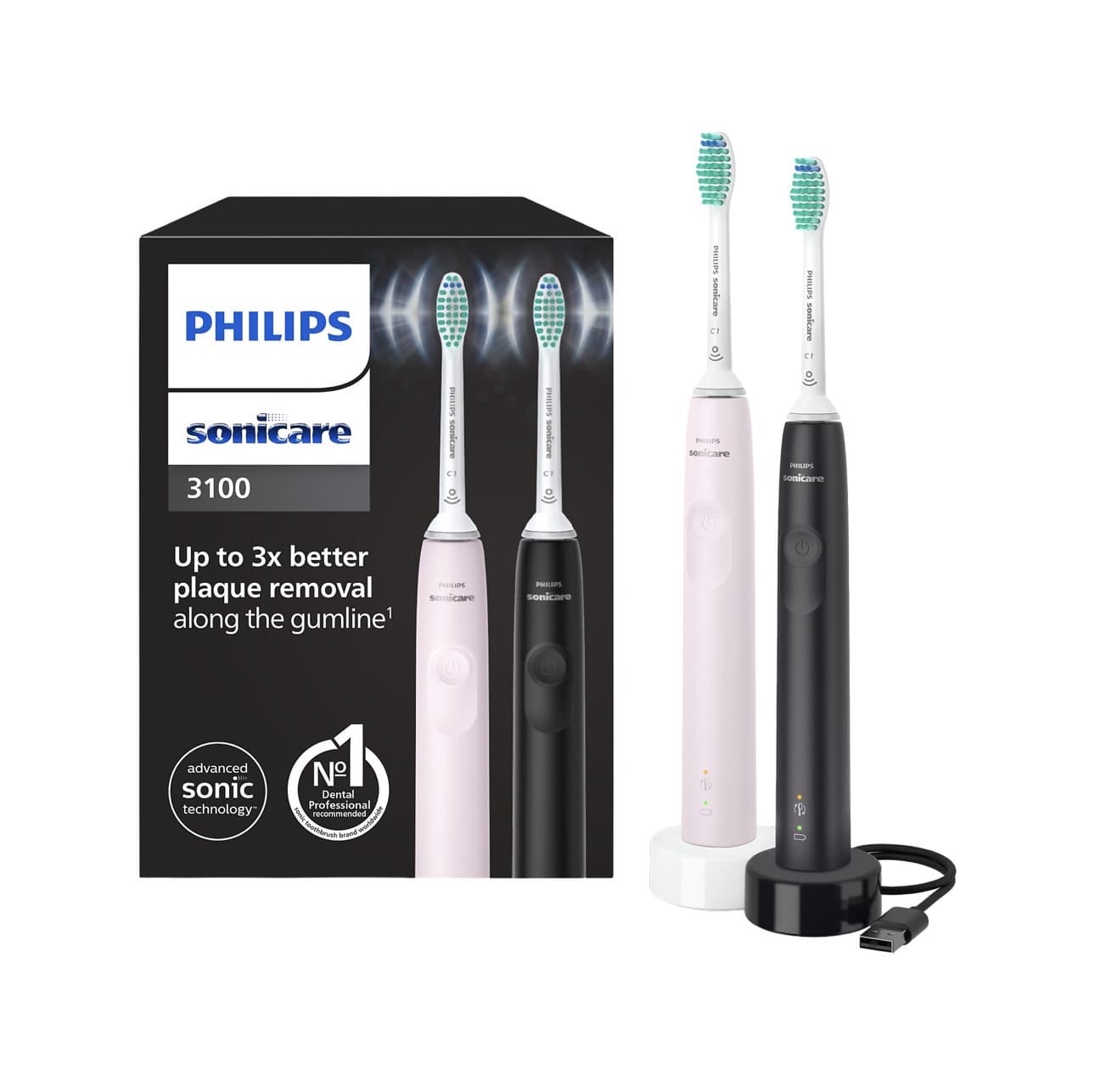 2 UNIDADES - Cepillo eléctrico - Philips Sonicare 3100, 2 unidades