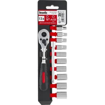 Juego de Llaves de Carraca y Vasos 1/4" 13 piezas KWB