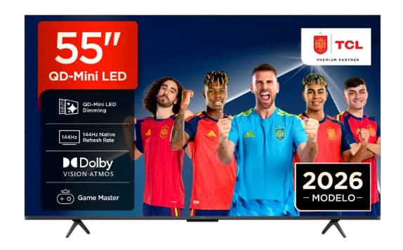 TV QD-Mini LED 55" TCL 55P8L 4K (TCL AiPQ Processor | Smart TV Google TV | Dolby Vision & Atmos | 144Hz | DVB-T2 | Negro)