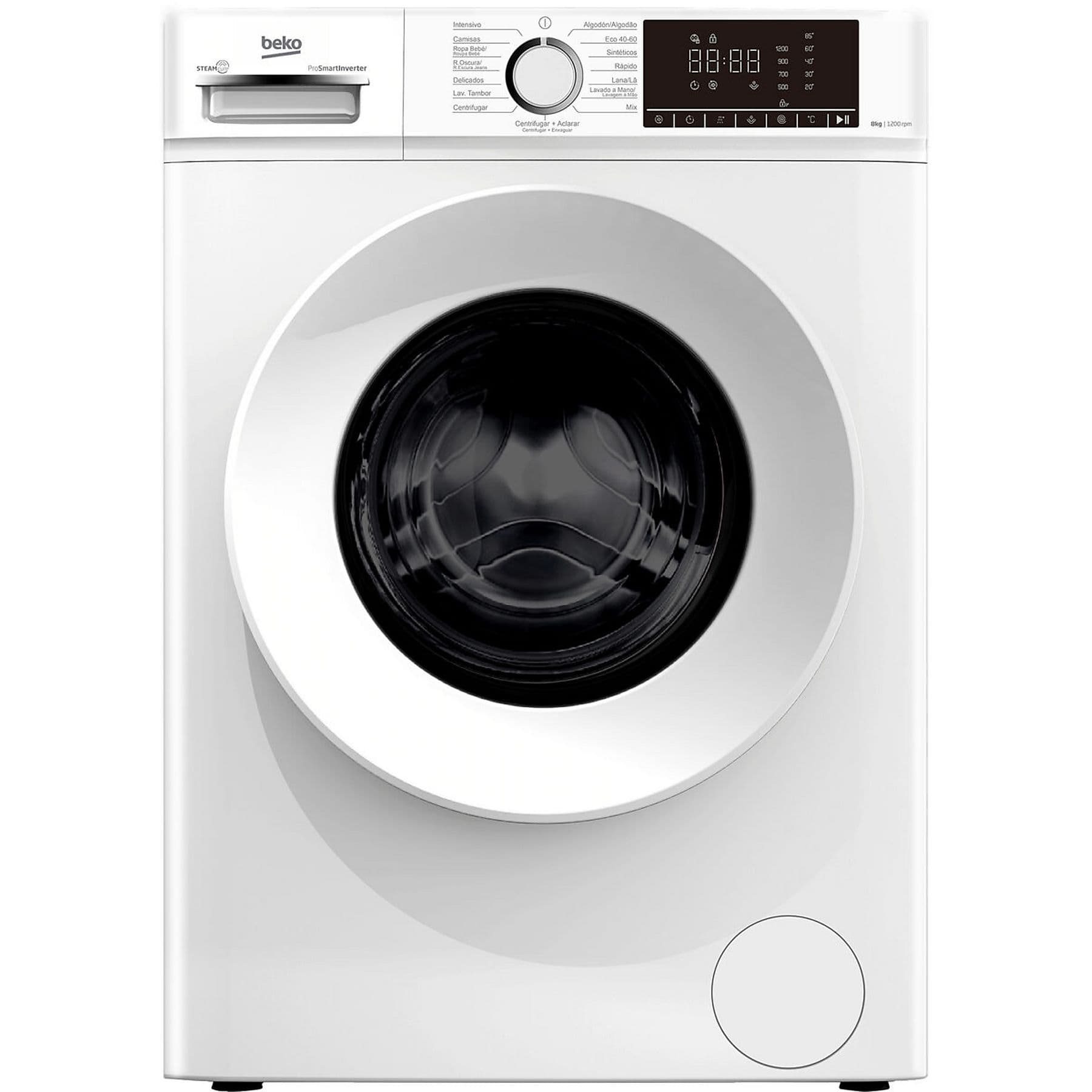 Lavadora carga frontal - BEKO B1XW862WSPT, 8 kg, 1200 rpm, 15 programas, Blanco
