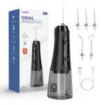 Irrigador Bucal Portátil, 320ML Profesional Water Flosser, 4 Modos 5 Boquillas Irrigador Eléctrico Oral, Recargable USB-C, IPX7 Impermeable