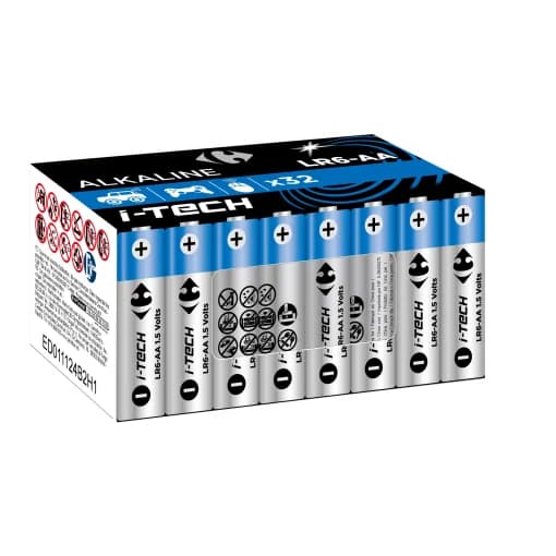 Pilas Alcalina Carrefour Itech AA/LR06, paquete 32