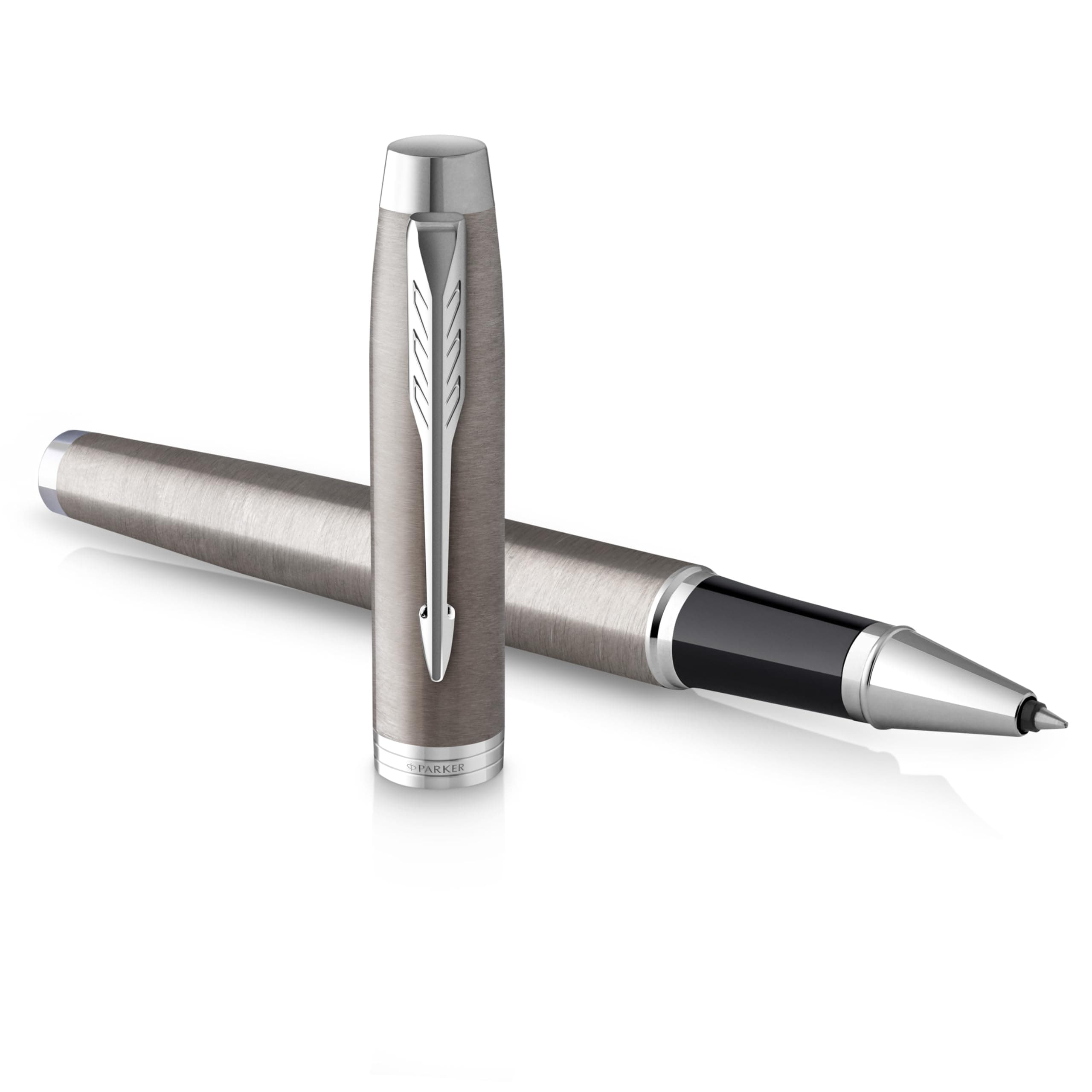 Parker IM Bolígrafo roller | acero inoxidable con detalles cromados | punta fina con tinta negra | caja para regalo