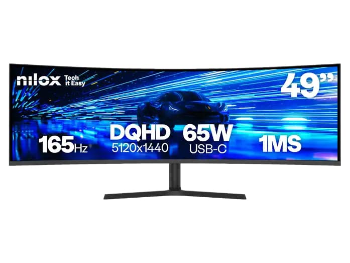 Monitor - NILOX NXM49CRVDC2, 49 ", QHD, 1 ms, 165 Hz, Negro