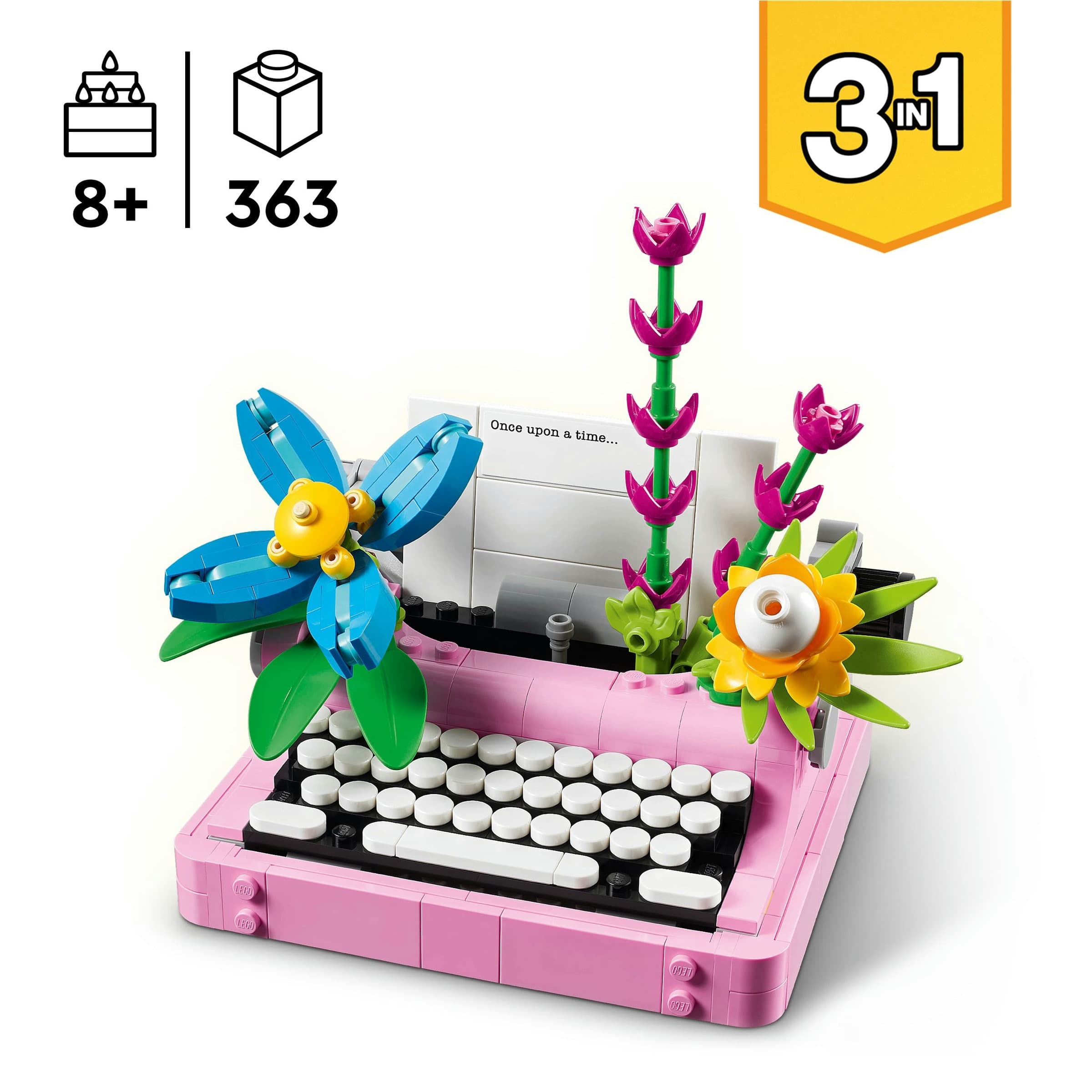 LEGO Creator 3 en 1 Máquina de Escribir con Flores (31169) | 3 Modelos en 1 | Decoración | Recogida Gratis en El Corte Inglés