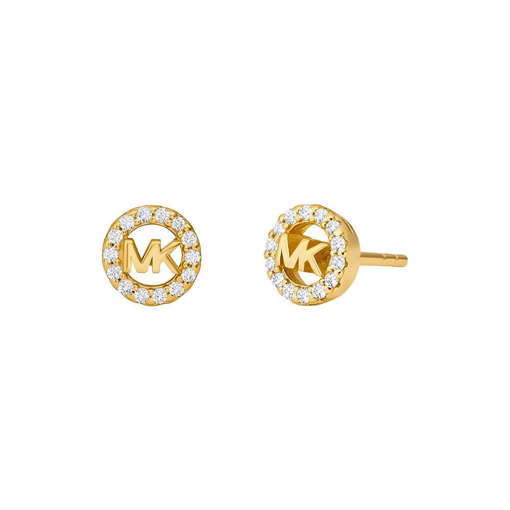 Michael Kors Pendientes para mujer de metal dorado con piedras semipreciosas y cierre de poste