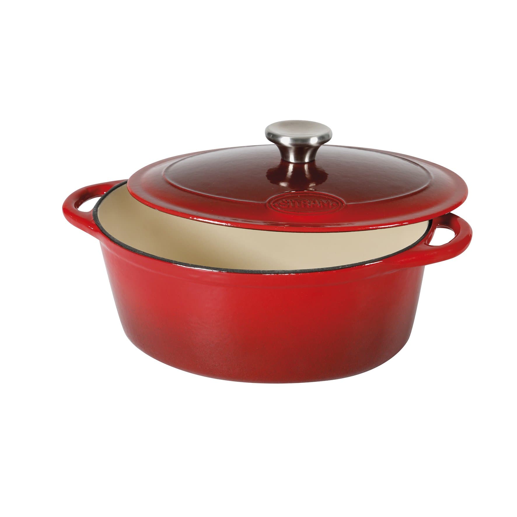 Sitram 710839 - Cacerola (hierro, color crema y rojo), forja, rojo/beige, 33 x 25 x 13.5 cm