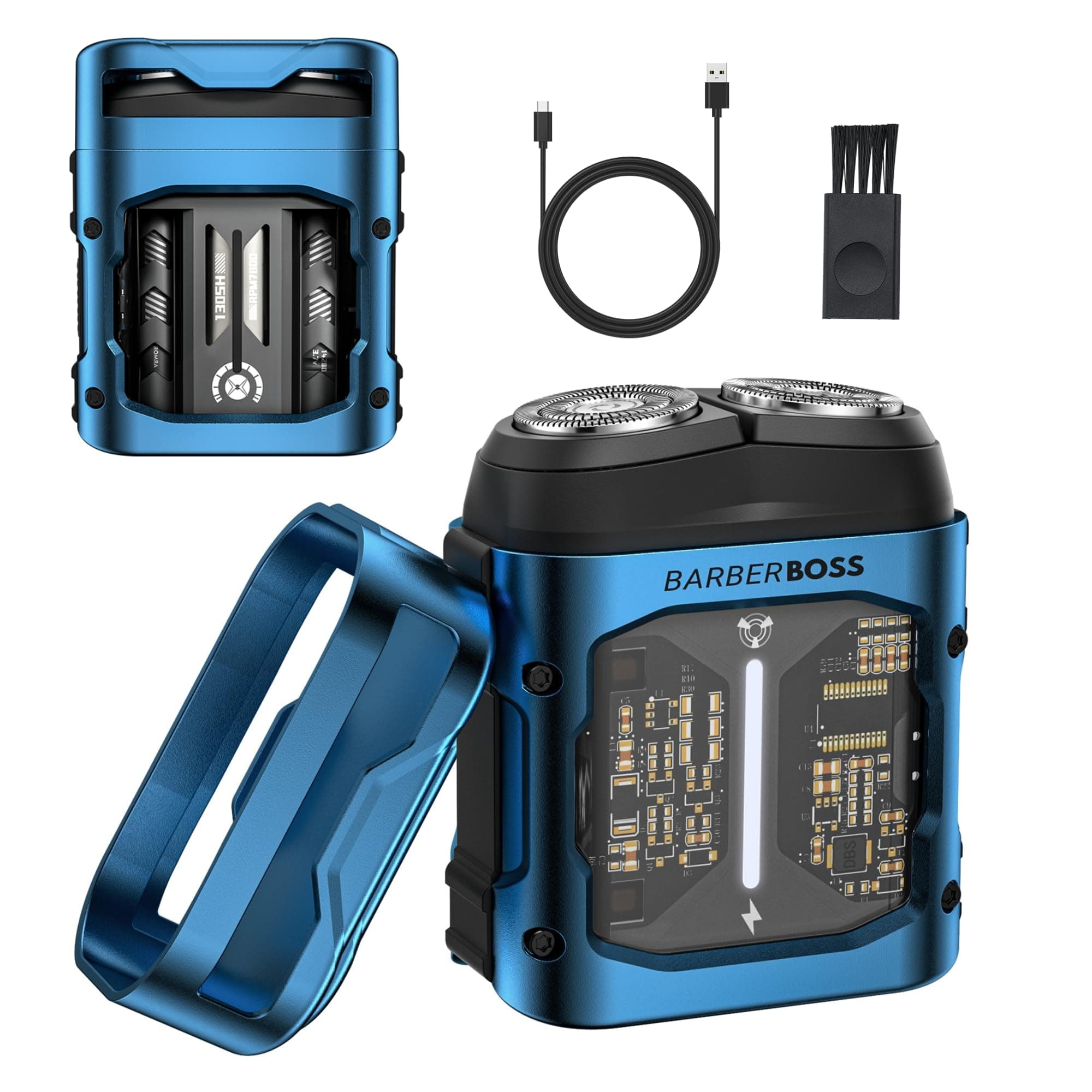 BarberBoss Afeitadora rotativa de bolsillo eléctrica compacta - QR-2721
