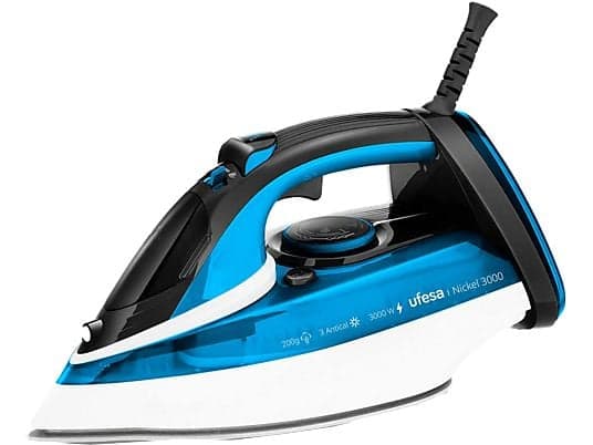 Plancha de vapor - Ufesa Nickel 3000, Golpe de vapor 200g, Depósito 400 ml, 3000W, Suela Cerámica