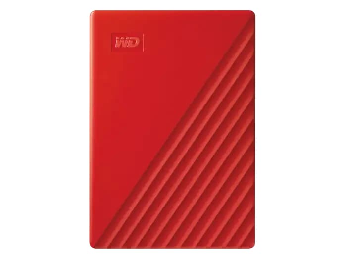 Disco duro externo 4 TB - Western Digital WD My Passport, Portátil, HDD, USB 3.2, Funciona con Chromebook, Rojo