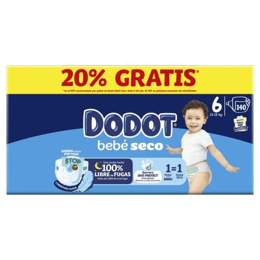 Dodot Bebe Seco Talla 6 [ 0,21 €/Und. ] [ 2a al 70% ]
