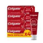 Colgate Max White Blanquea y Protege Pasta de Dientes 4 x 75ml, Dentífrico Blanqueador
