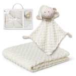 Interbaby - Manta Bebe Recien Nacido + Doudou Bebe | Manta Algodon y Poliéster, Terciopelo, 80x110cm (Varios Colores: Blanco, Gris y Rosa)
