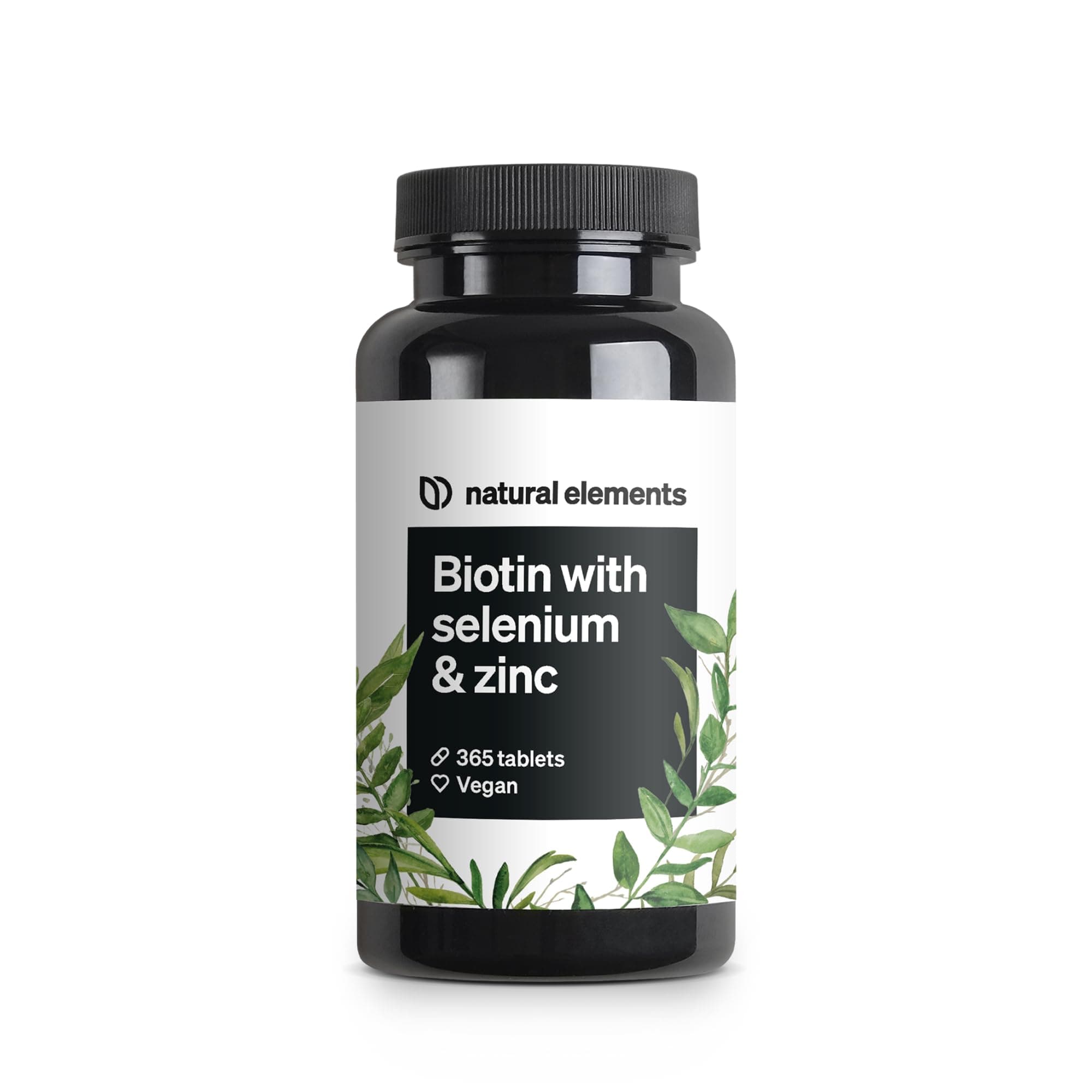 Biotina + Zinc + Selenio 365 pastillas veganas ( para 1+ año) Vitaminas para el cabello - Mantenimiento, fortalece la piel y las uñas