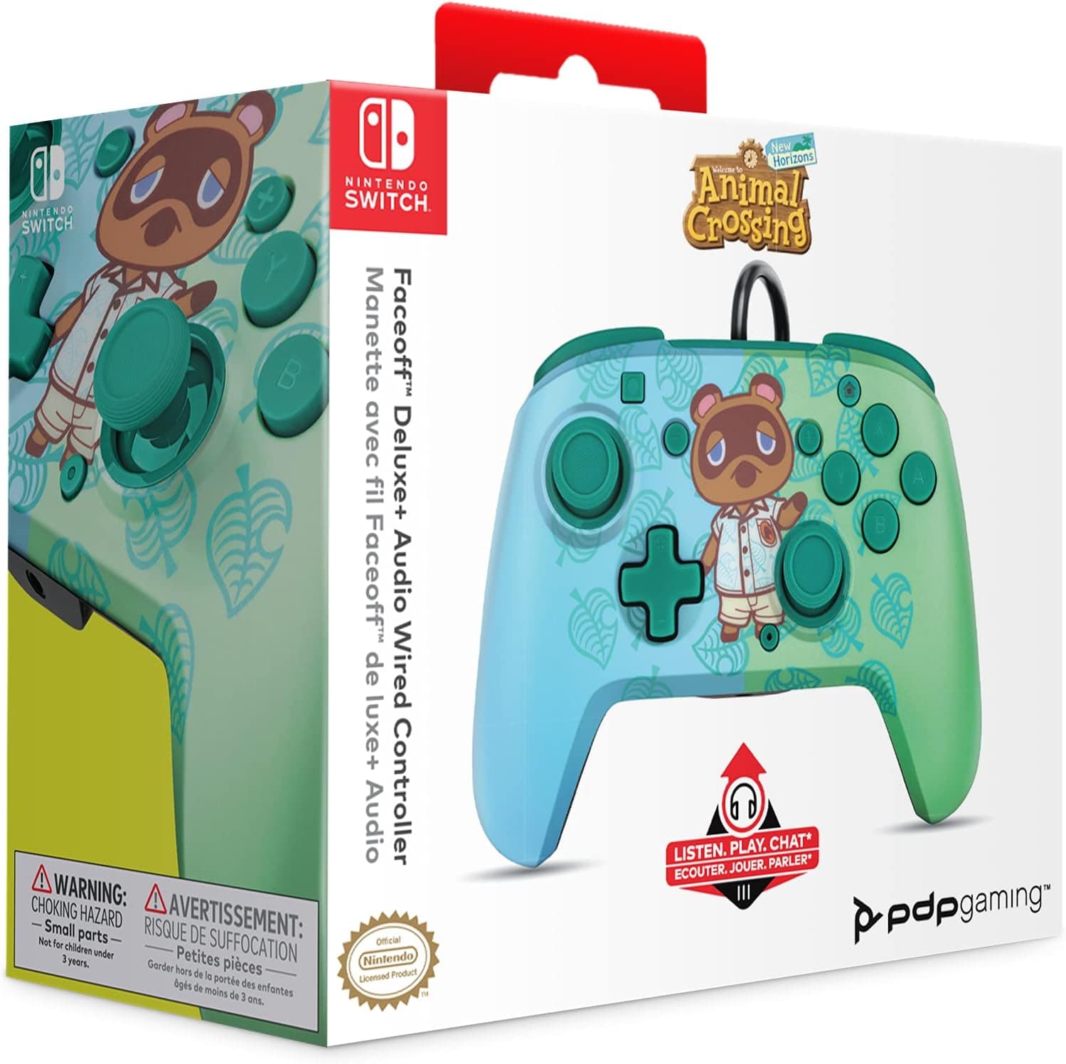 Mando con Cable Animal Crossing para Nintendo Switch | Jack 3.5 mm | Botones Programables | Licencia Oficial Nintendo
