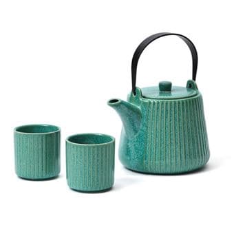 Juego de té de cerámica celadón tetera + 2 vasos Nature et decouvertes