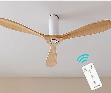Ventilador de Techo Cecotec EnergySilence 5400 Classic (Motor DC 40W, Mando, 3 Aspas Blanco/Madera)