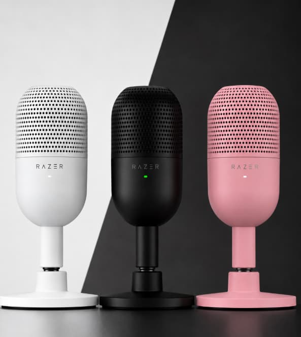 Micrófono - Razer Seiren V3 Mini, Cable USB tipo A a tipo C, Condensador supercardioide, Negro, blanco rosa