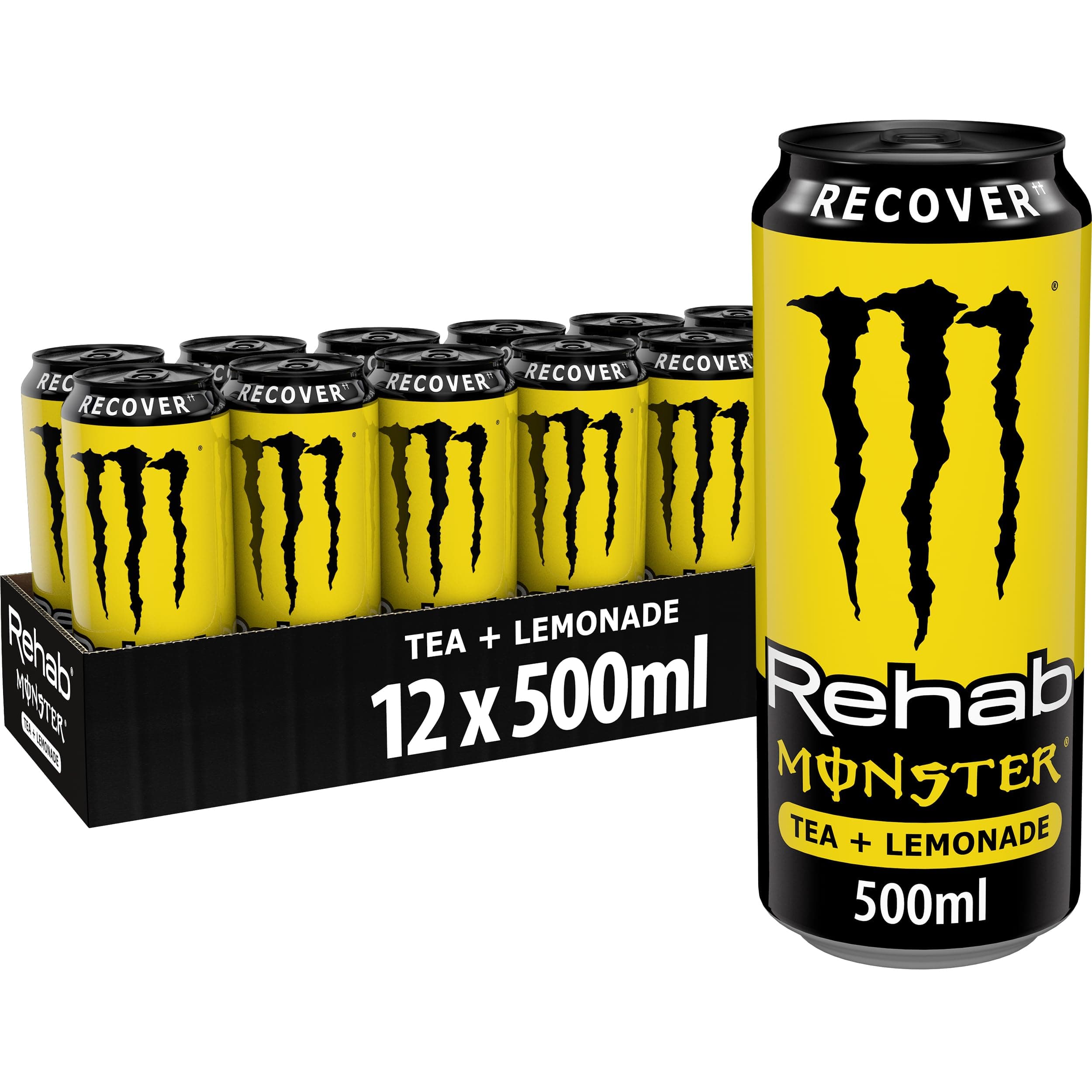 Monster Rehab Lemonade, Bebida Energética, Té Limón, Pack 12 x 500 ml