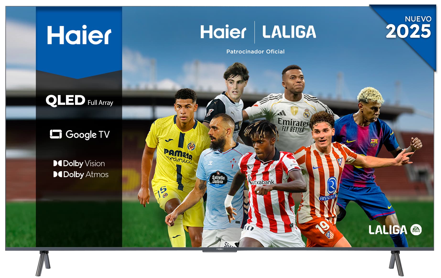 Haier S90 Series H55S900UX - TV QLED 55", Full Array, Google TV, HDR 4K, Altavoz Frontal, Dolby Atmos-Vision, Gaming 120Hz, Plata