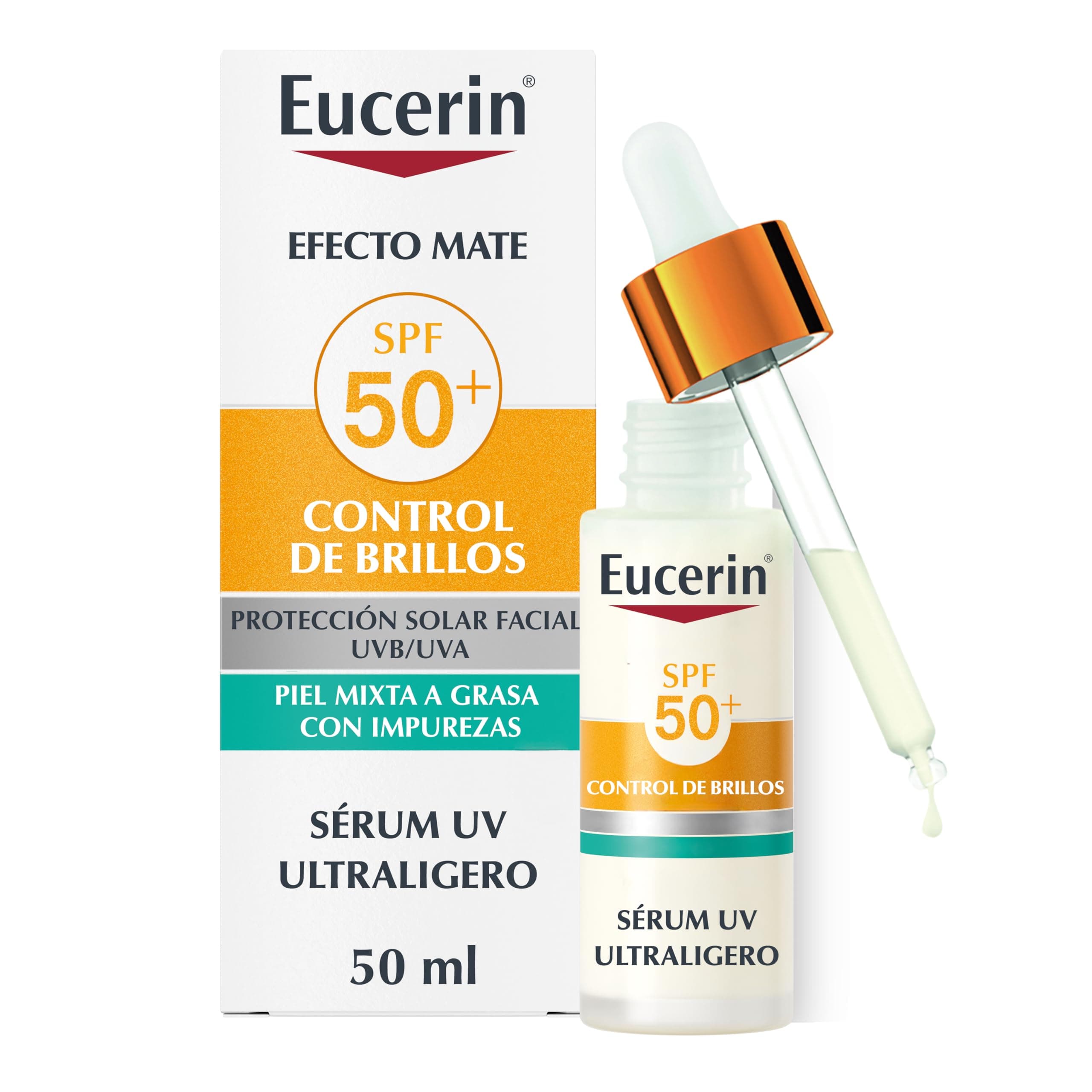 Eucerin Sun Face Oil Control Sérum Facial UV FPS50+ 30ml - Protector Solar Facial 50 Ligero y Matificante