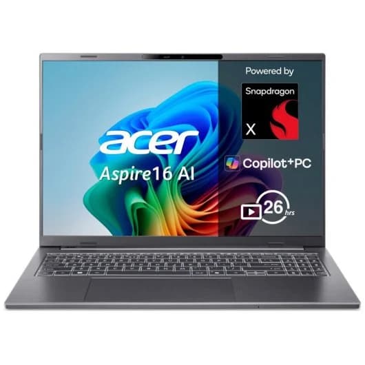 Portátil Acer Aspire 16 AI A16-11M 16" Snapdragon X1-26100 16GB 512GB SSD Adreno Windows 11 Home