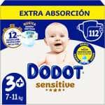 Dodot Sensitive Extra Pañal Bebé, Tallas 3+:112 Pañales